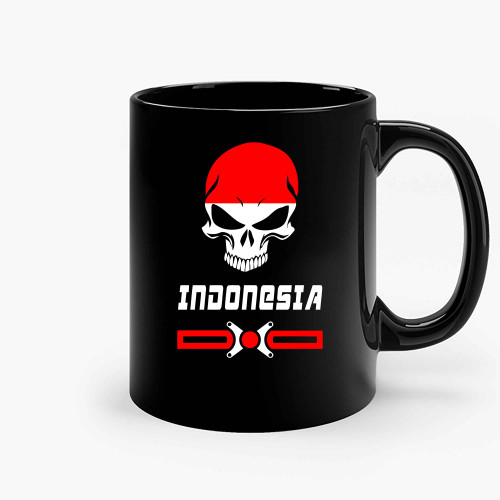 Indonesia Skull Flags Ceramic Mugs