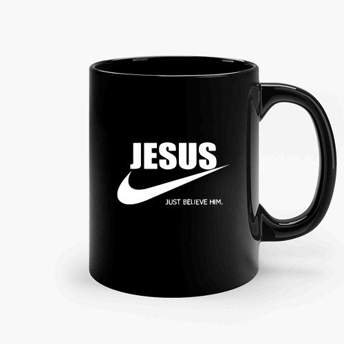 Jesus Just Believe Him Nike Ceramic Mugs