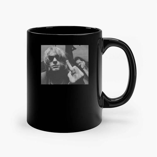 Kurt Cobain Middle Finger Funny Nirvana Ceramic Mugs