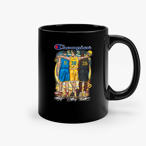 Logo Champion Golden State Warriors Stephen Curry Klay Thompson Kevin Durant Signatures Ceramic Mugs