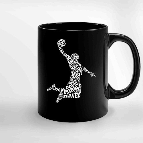 Mens Basketball Player Typography Mens Long Sleeve Ceramic Mugs