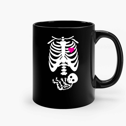 Pregnant Skeleton Halloween Ceramic Mugs