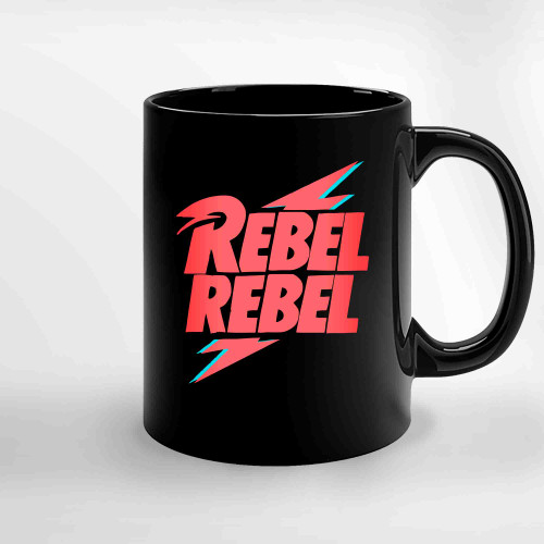 Rebel Rebel David Bowie Red Ceramic Mugs