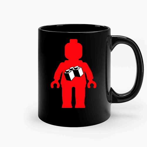 Red Minifig With 2 X 2 Corner Brick Logo Ceramic Mugs
