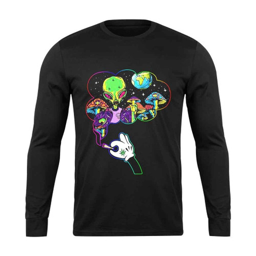 Alien Mickey Mouse Smoke Long Sleeve T-Shirt