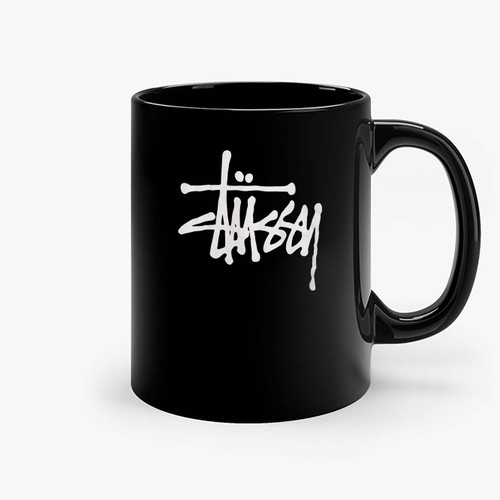 Stussy Black With Classic Logo Ceramic Mugs