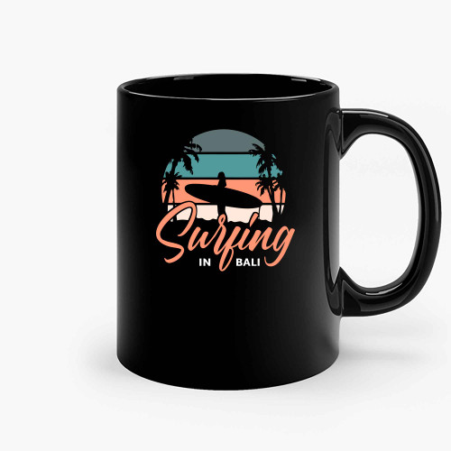 Surfing In Bali Ceramic Mugs