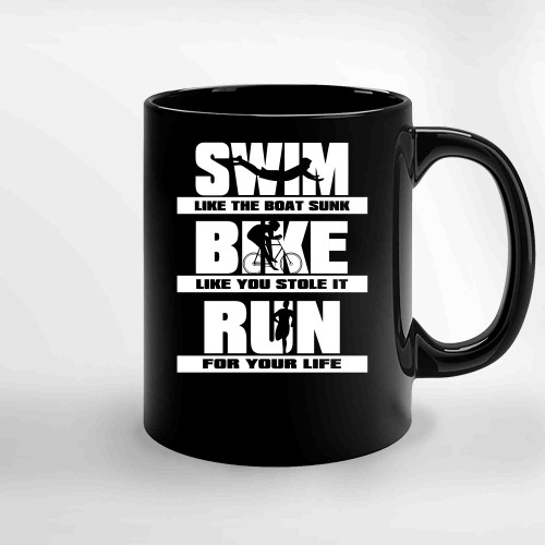 Swim Bike Run Triathlon Runner Cycling Swimmer Ceramic Mugs