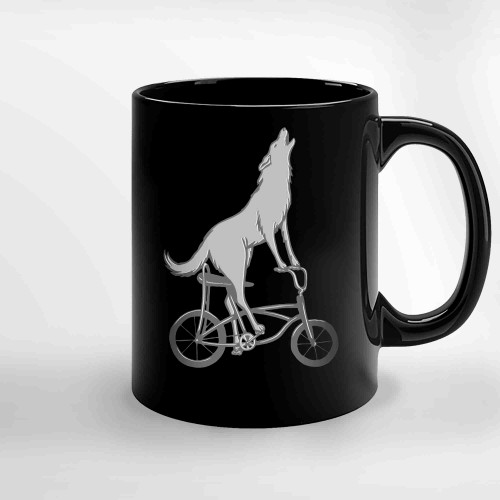 Wolf On Bike Ceramic Mugs