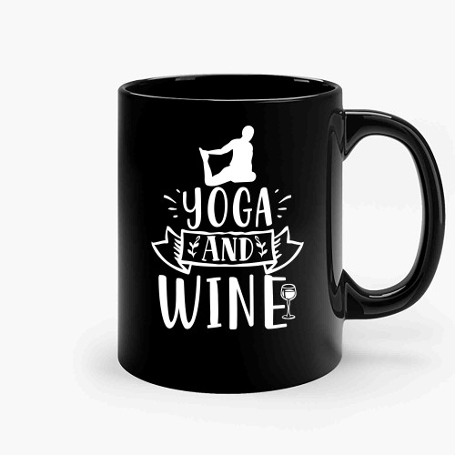 Yoga And Wine Ceramic Mugs