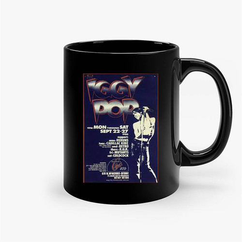 Iggy Pop 1980 First Printing Bookie'S Detroit Gary Grimshaw Concert Ceramic Mug