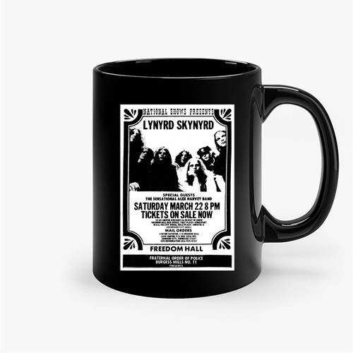 Lynyrd Skynyrd Sensational Alex Harvey Band At Freedom Hall Civic Center Johnson City Tennessee United States Ceramic Mug