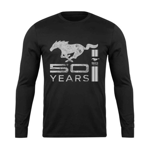 Ford Mustang 50 Years Silver Logo Long Sleeve T-Shirt