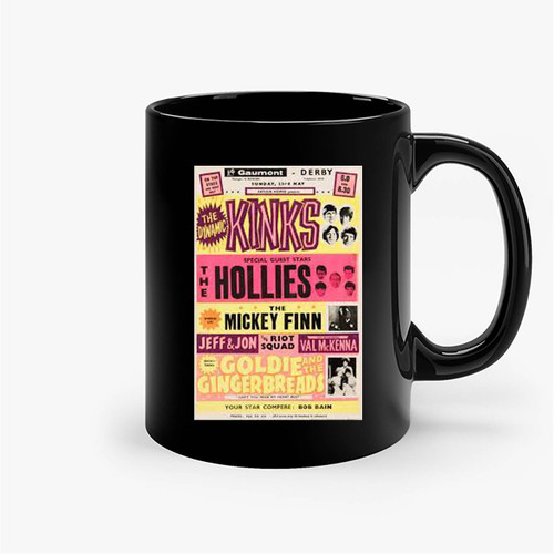 The Hollies The Kinks 1965 Small British Concert Ceramic Mug
