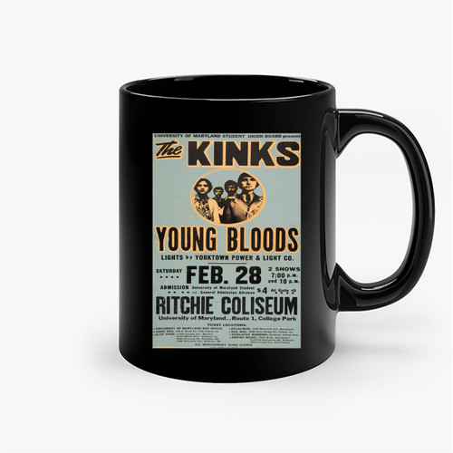 The Kinks 1970 University Of Maryland Jumbo Globe Concert Ceramic Mug