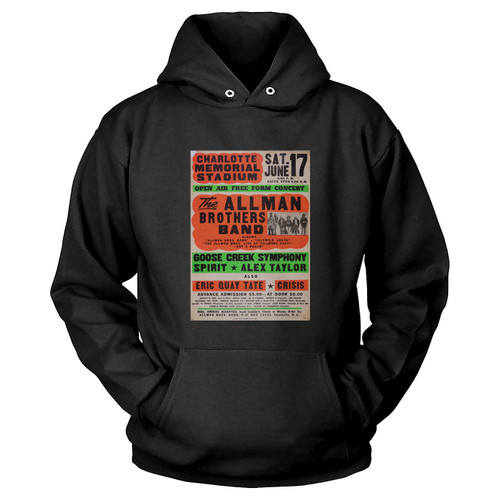 1972 Allman Brothers Band Charlotte Memorial Stadium Cardboard Globe Concert  Hoodie