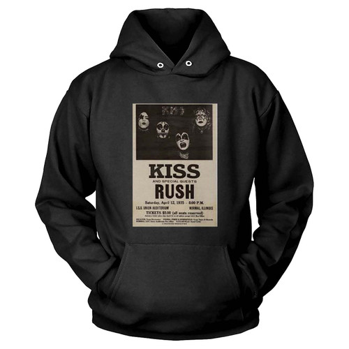 Kiss With Rush Dressed To Kill Tour April 12 1975 Normal Illinois Concert  Hoodie