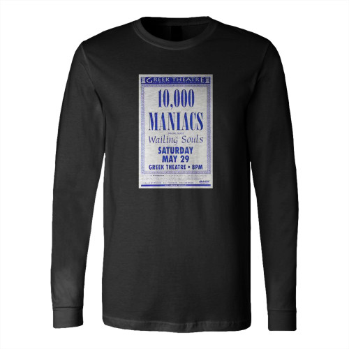 10000 Maniacs Vintage Concert  Long Sleeve T-Shirt Tee