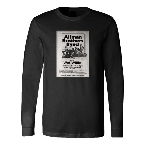 Allman Brothers Band 1971 Charlotte Nc Concert  Long Sleeve T-Shirt Tee