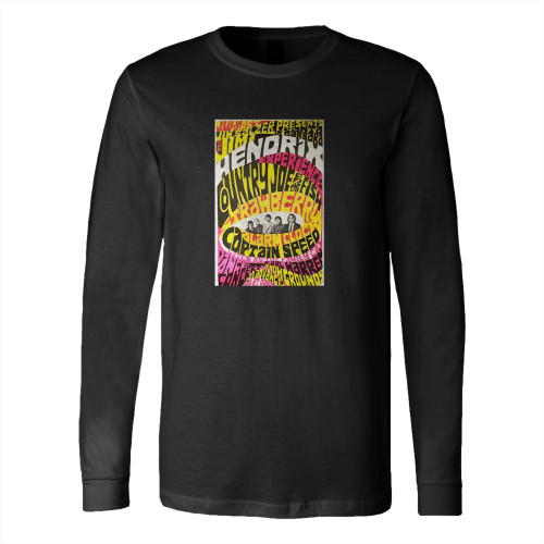 Authentic Original 1967 Jimi Hendrix Experience Country Joe & The Fish Strawberry Alarm Clock 2Nd Printing Concert  Long Sleeve T-Shirt Tee