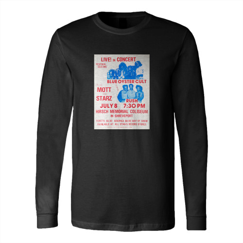 Blue Oyster Cult Rush Hirsch Memorial Concert Handbill Concert  Long Sleeve T-Shirt Tee