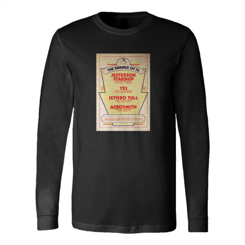 Jefferson Airplane Yes Jethro Tull Aerosmith Concert S  Long Sleeve T-Shirt Tee