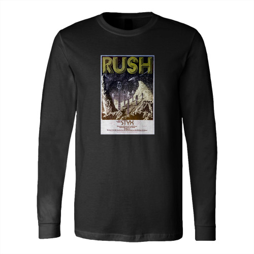 Rush Ultra Rare Autographed 1976 El Paso Concert  Long Sleeve T-Shirt Tee