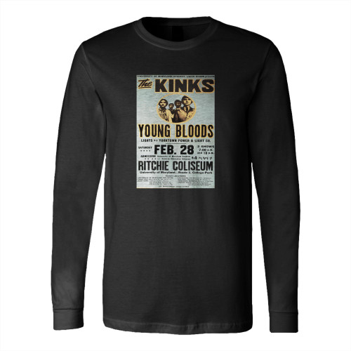 The Kinks 1970 University Of Maryland Jumbo Globe Concert  Long Sleeve T-Shirt Tee