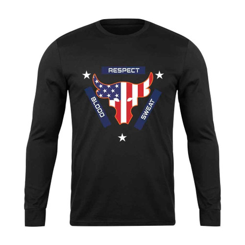 Blood Sweat Respect Usa Flag The Rock Under Armour Project Long Sleeve T-Shirt
