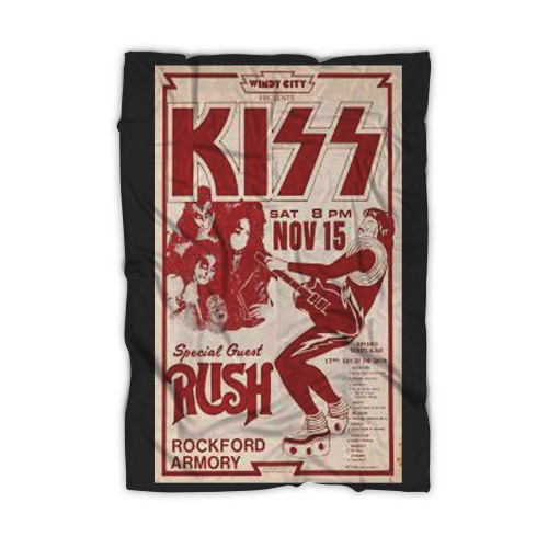 1975 Kiss Rush Rockford Illinois Concert  Blanket