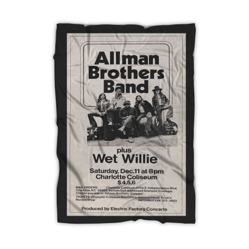 Allman Brothers Band 1971 Charlotte Nc Concert  Blanket