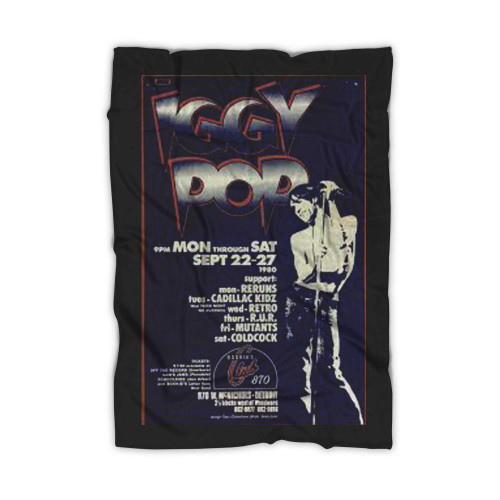 Iggy Pop 1980 First Printing Bookie'S Detroit Gary Grimshaw Concert  Blanket