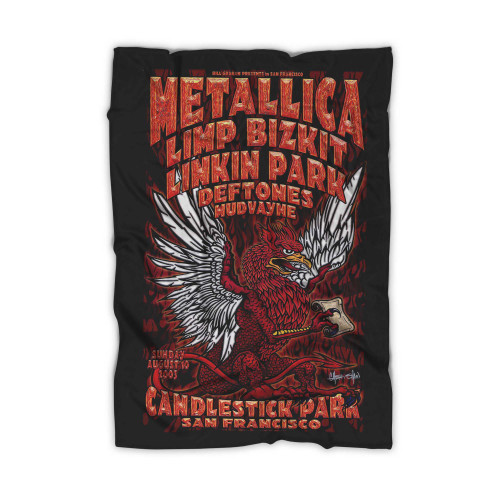 Metallica Linkin Park Limp Bizkit Live In Concert San Francisco 2003 Rock And Metal Music  Blanket