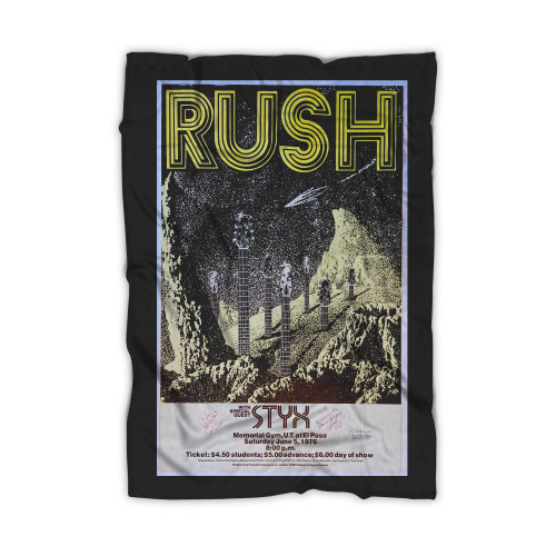 Rush Ultra Rare Autographed 1976 El Paso Concert  Blanket