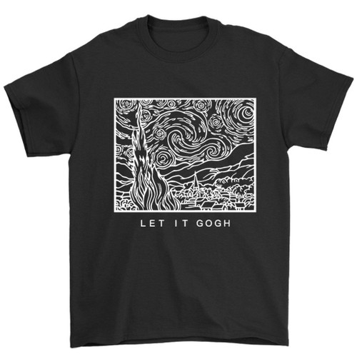 Van Gogh Starry Night Outline Art Let It Gogh Man's T-Shirt Tee