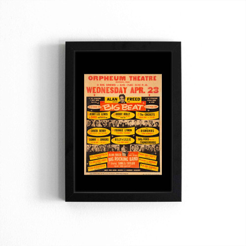 Buddy Holly Chuck Berry 1958 Alan Freed Big Beat Rare Concert  Poster