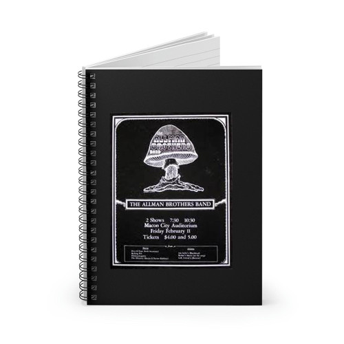 Allman Brothers Band 1972 Concert  Spiral Notebook Allman Brothers Band 1972 Concert  Spiral Notebook