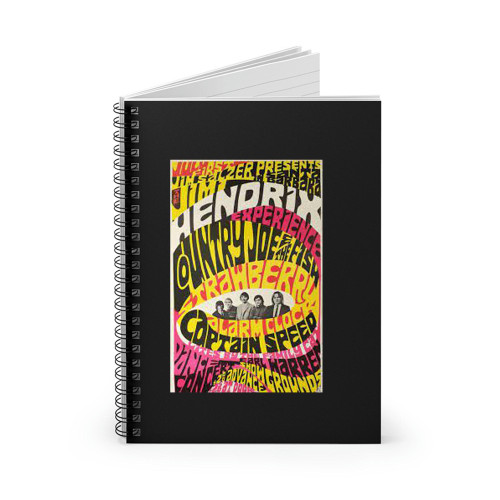Authentic Original 1967 Jimi Hendrix Experience Country Joe & The Fish Strawberry Alarm Clock 2Nd Printing Concert  Spiral Notebook