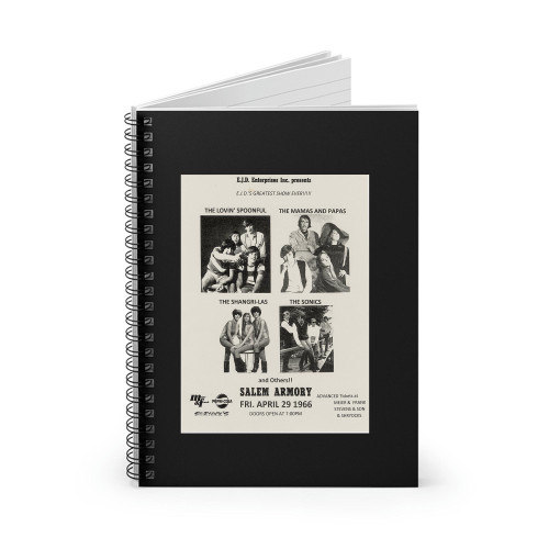 Lovin Spoonful And The Mamas And The Papas Original 1966 Concert Pos5Ter  Spiral Notebook