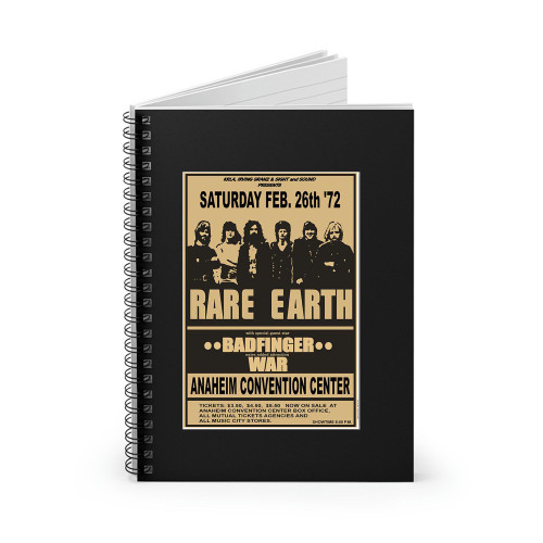 Rare Earth With Badfinger & War 1972 Concert  Spiral Notebook