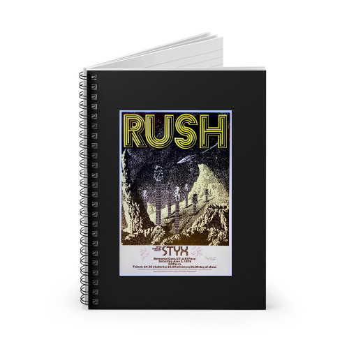 Rush Ultra Rare Autographed 1976 El Paso Concert  Spiral Notebook