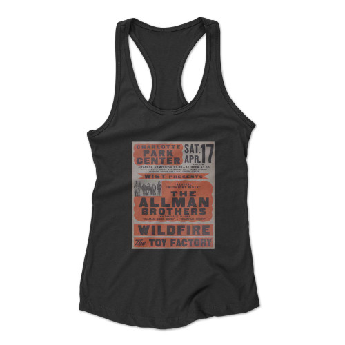 1971 Allman Brothers Band Charlotte Park Center Cardboard Globe Concert  Racerback Tank Top