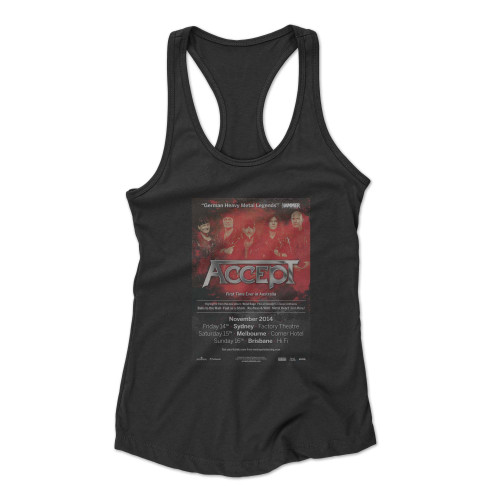 Accept First Time Ever In Australia 2014 Concert Tour  Racerback Tank Top