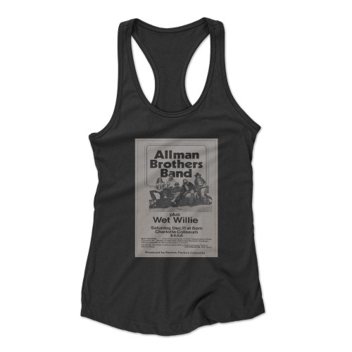 Allman Brothers Band 1971 Charlotte Nc Concert  Racerback Tank Top