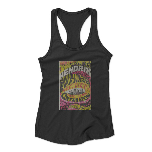 Authentic Original 1967 Jimi Hendrix Experience Country Joe & The Fish Strawberry Alarm Clock 2Nd Printing Concert  Racerback Tank Top