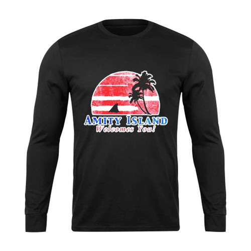 Amity Island Welcomes You Jaws Retro Movie Long Sleeve T-Shirt