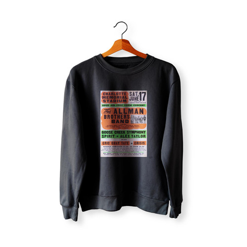 1972 Allman Brothers Band Charlotte Memorial Stadium Cardboard Globe Concert  Racerback Sweatshirt Sweater