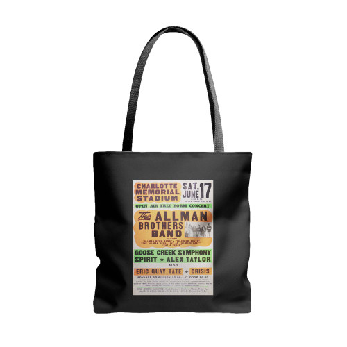 1972 Allman Brothers Band Charlotte Memorial Stadium Cardboard Globe Concert  Tote Bags