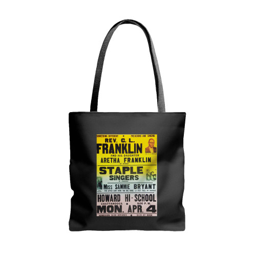 Aretha Franklin Staple Singers 1960 Concert  Tote Bags