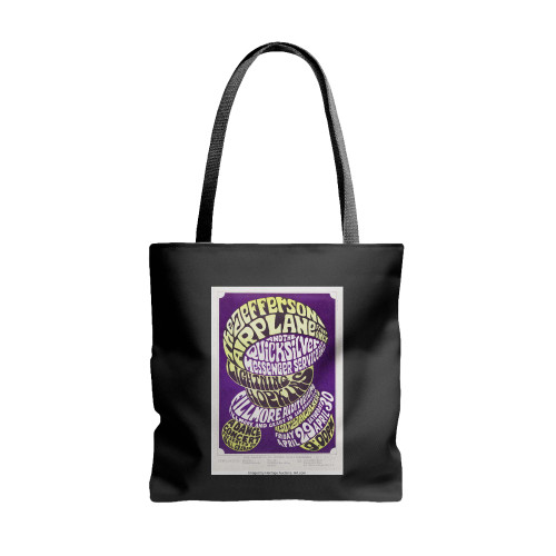 Bg-4 Jefferson Airplane 1966 Fillmore Auditorium Concert  Tote Bags